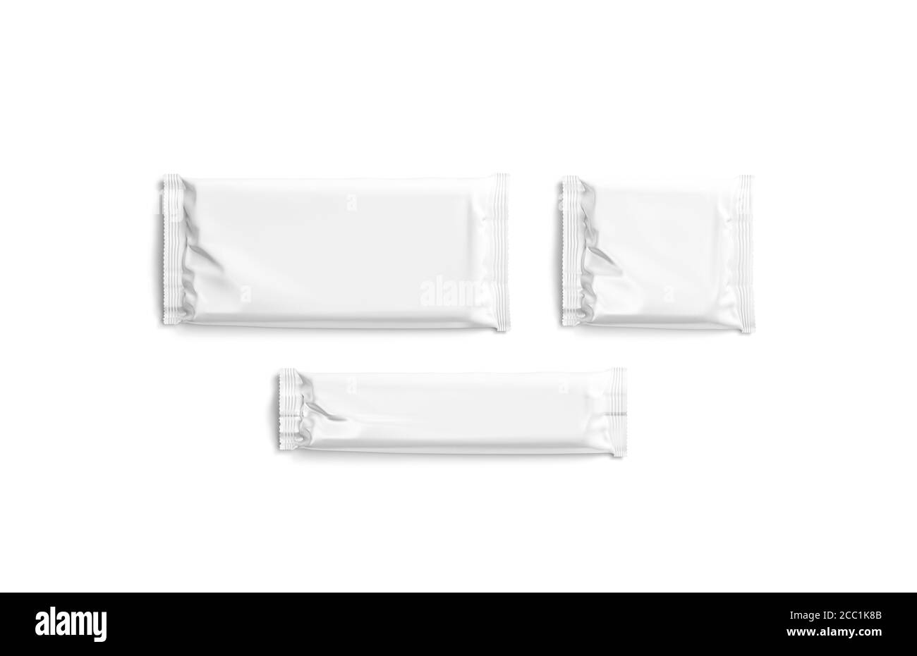 Blank white big, small, square chocolate bar foil wrap mockup Stock Photo