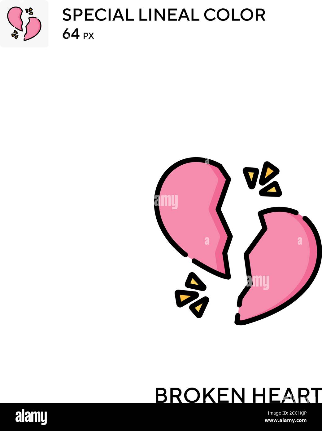 Broken heart Special lineal color vector icon. Broken heart icons for ...