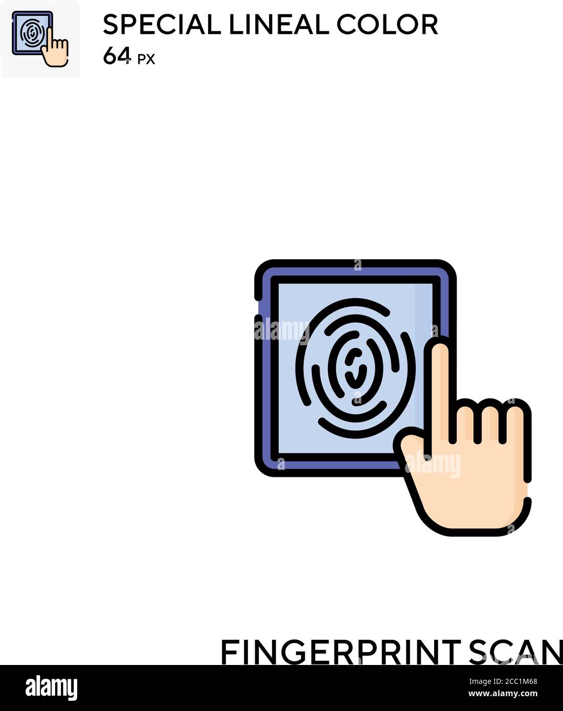 Fingerprint scan Special lineal color vector icon. Fingerprint scan ...