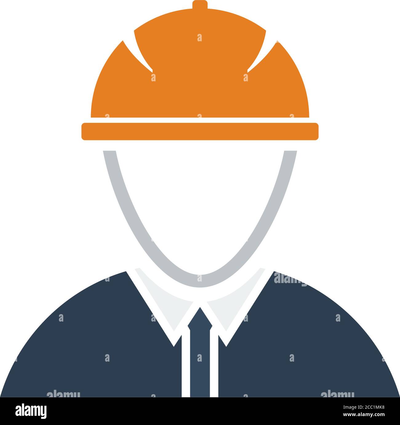 Icon Of Construction Worker Head In Helmet. Outline With Color Fill ...