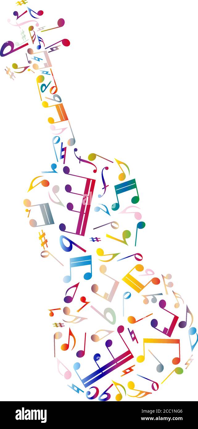 Musical background with violin from colorful notes. Vector illustration ...