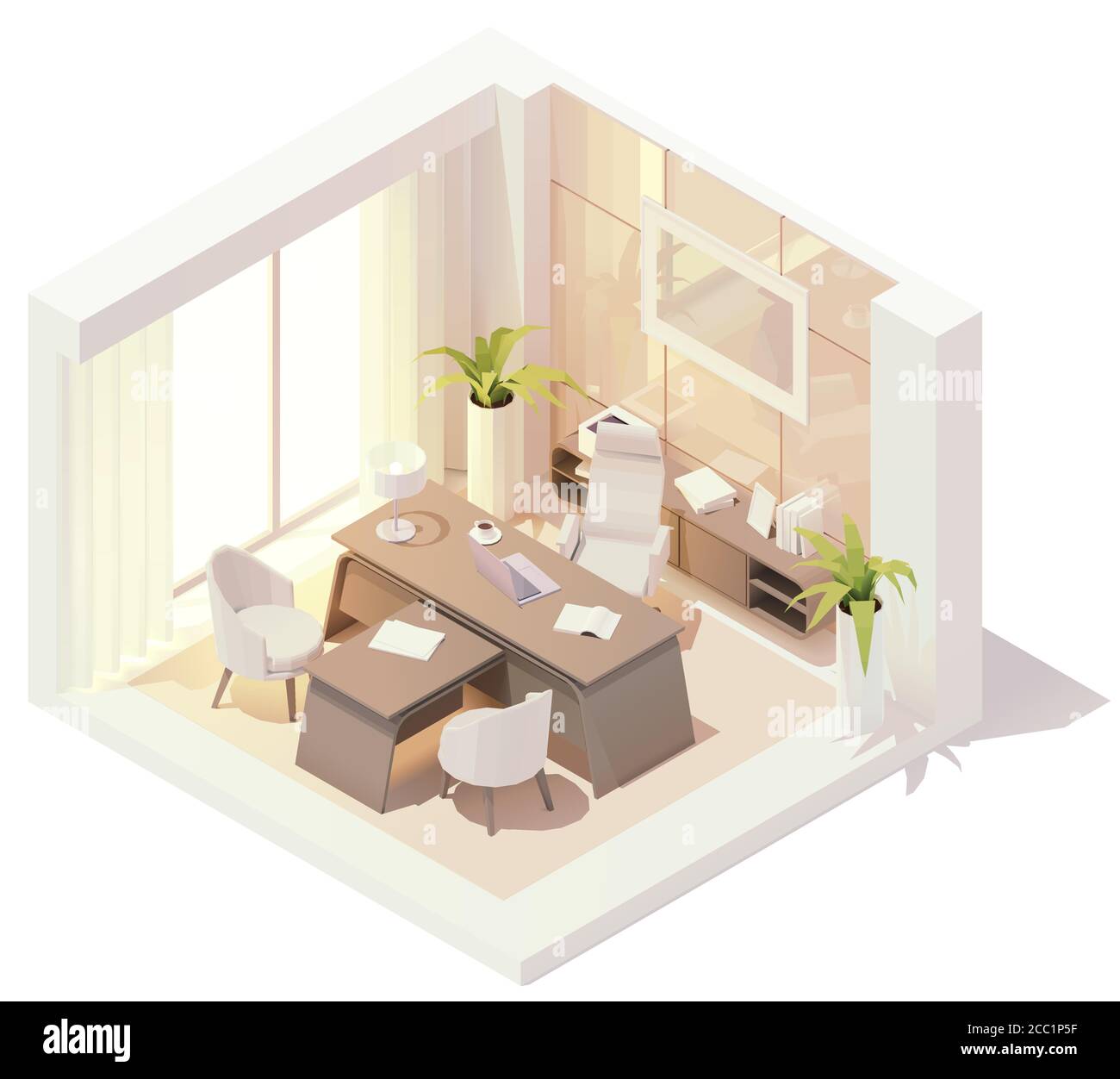 Vector isometric CEO office interior Stock Vector