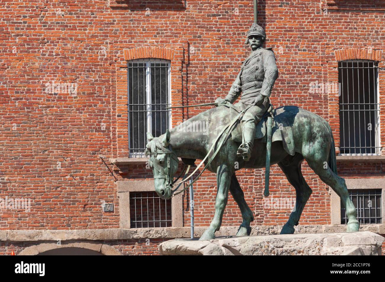 Italy, Lombardy, Milan, Piazza Giuseppe Missori Square, Statue of Giuseppe Missori on Horse by Riccardo Ripamonti date 1916 Stock Photo