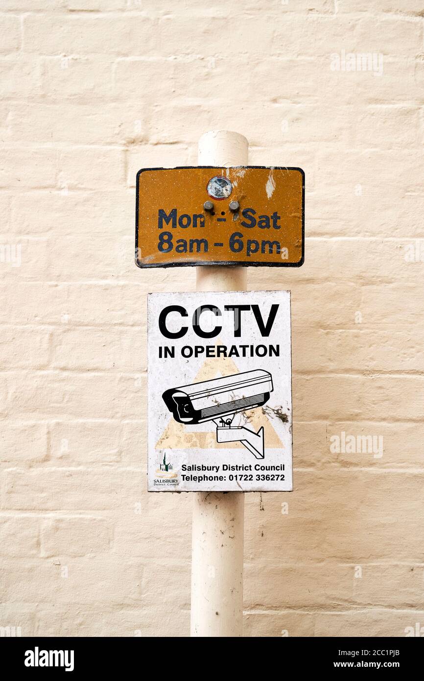 CCTV and parking restriction sign Stock Photo