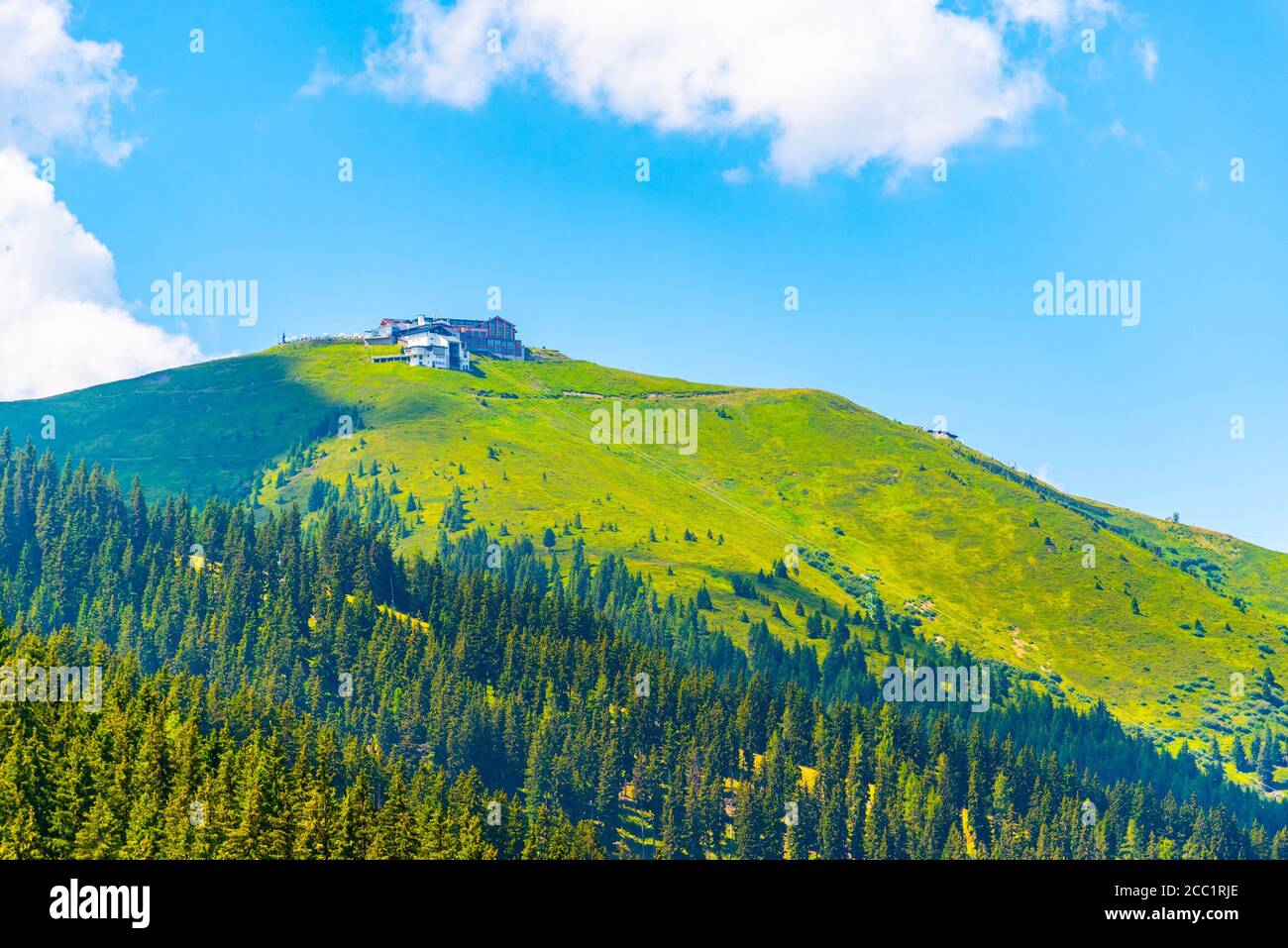 Schmittenhohe - mountain above Lake Zell with beautiful panoramic view. Summer time Alpine hiking. Austria. Stock Photo