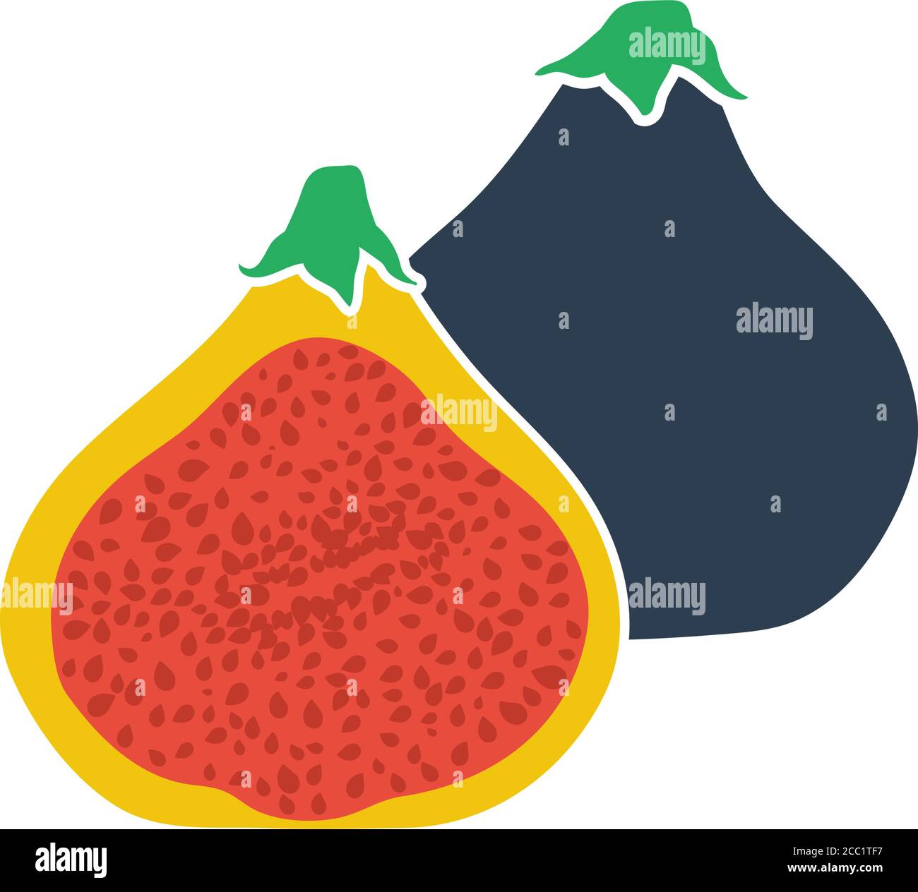 Fig Fruit Icon. Flat Color Design. Vector Illustration. Stock Vector