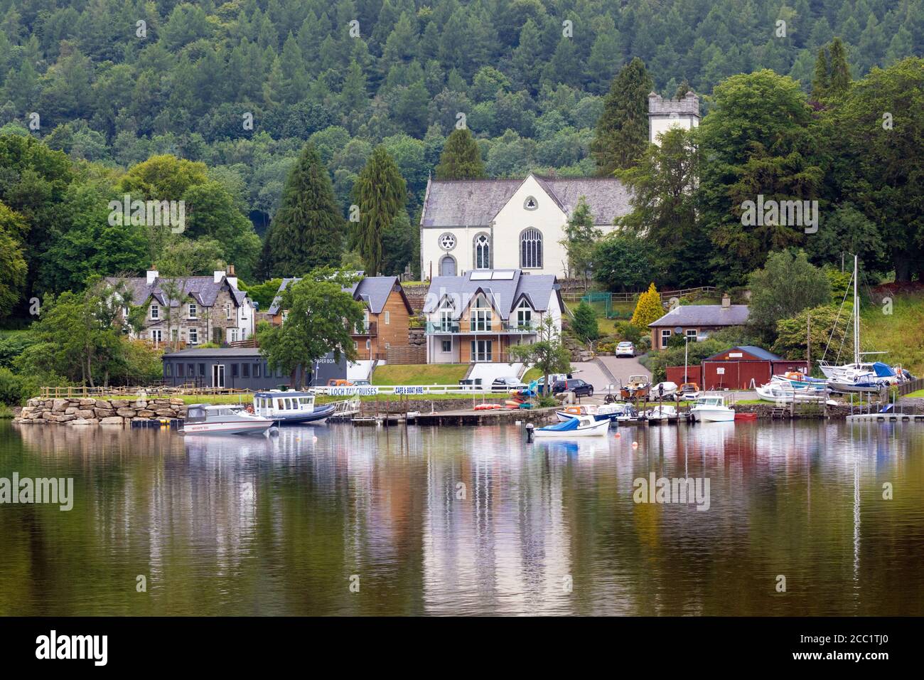 Kenmore reflecting in Loch Tay, Perthshire, Scotland Stock Photo
