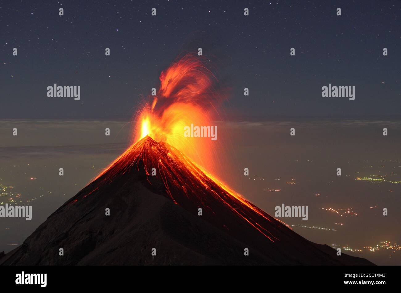 Guatemala, Fuego volcano, Strombolian eruption Stock Photo