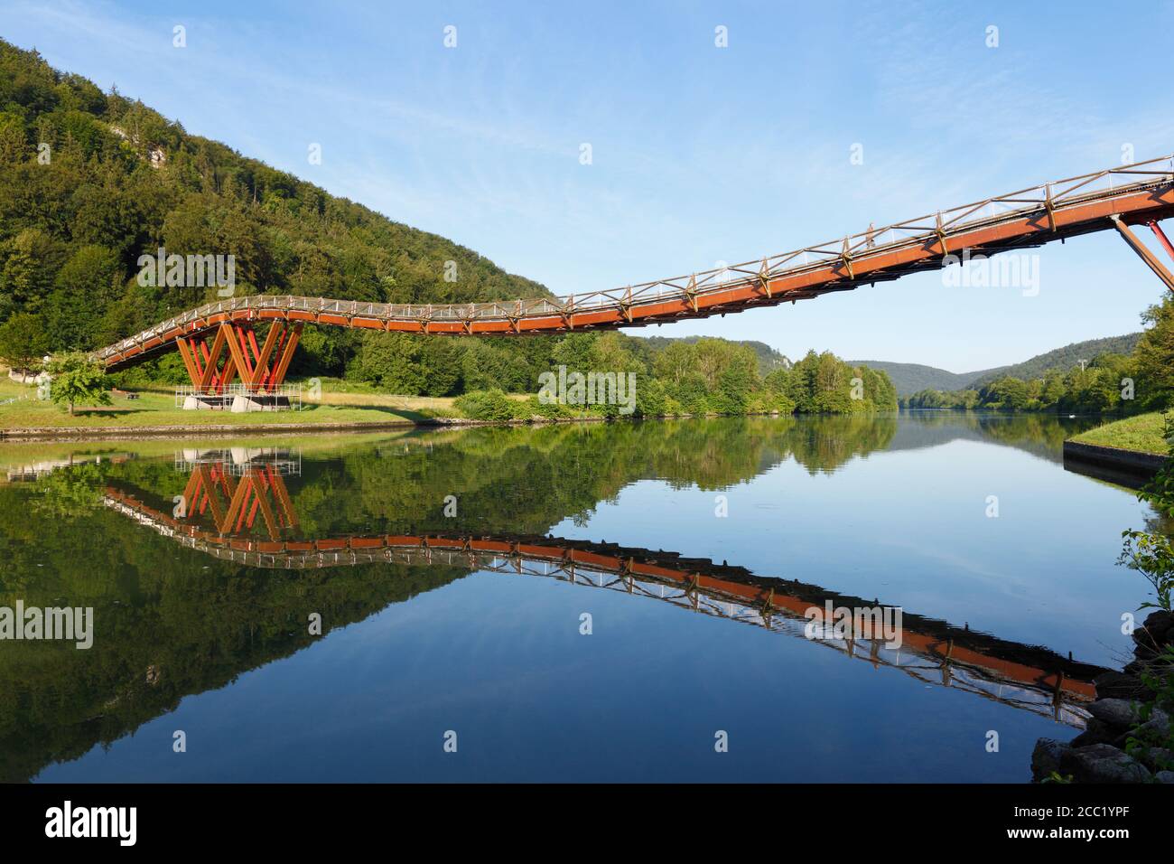Germany, Bavaria, Lower Bavaria, View of wooden Tatzelwurm Bridge Stock Photo