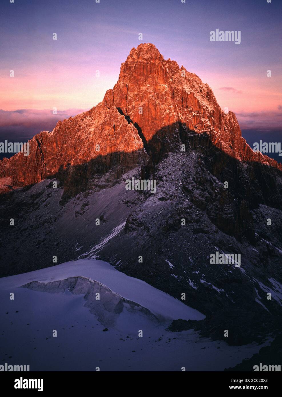 Mt. Kenya main summit from Point Lenana at sunrise Stock Photo Alamy