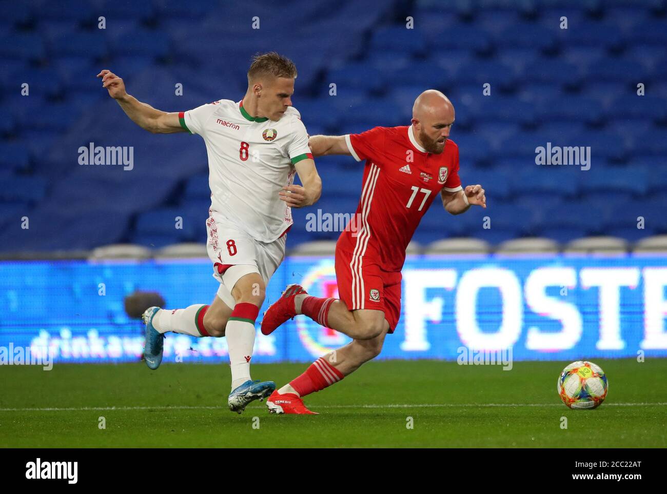 Belarus Nikolai Zolotov And Wales Jonathan Williams Battle For The Ball During The International Friendly Match At Cardiff City Stadium Cardiff Wales Stock Photo Alamy