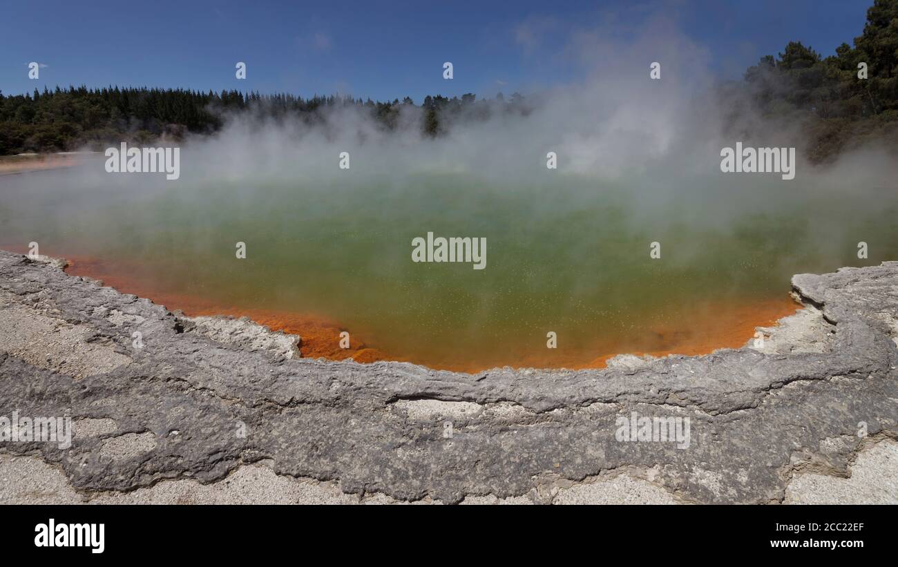 New Zealand, View of Champagne Pool at Waiotapu thermal park Stock Photo