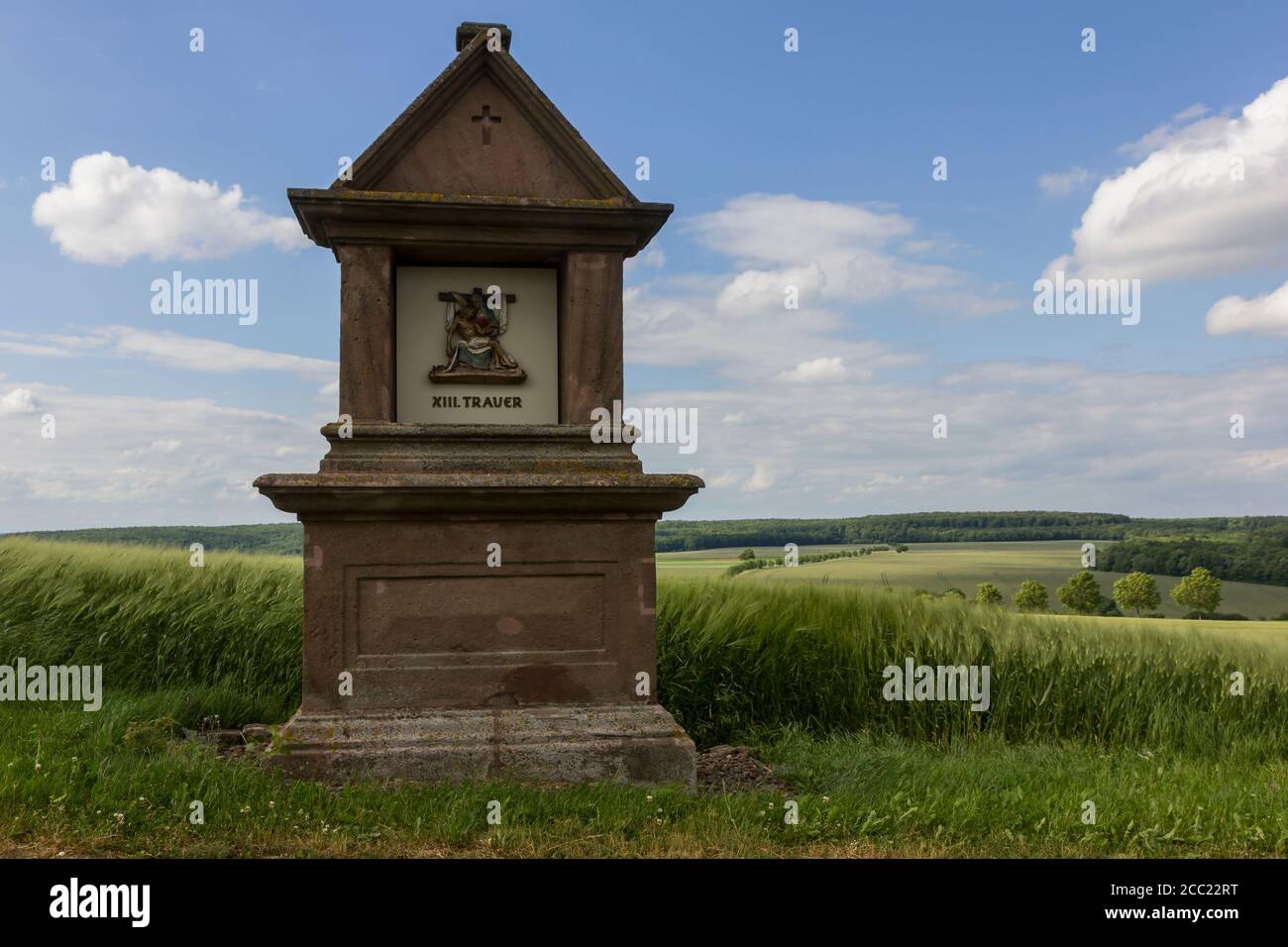 Germany, Thuringia, View of wayside cross Stock Photo