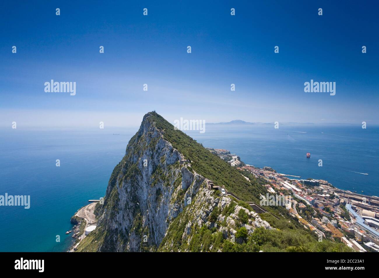 Gibraltar, View of Mountain top and mediterranian sea Stock Photo