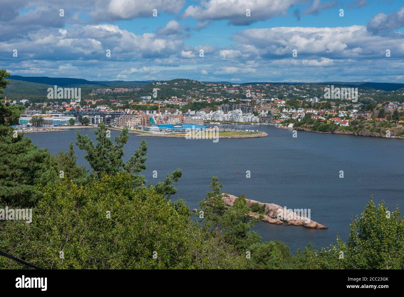 Norway, Kristiansand, View of town and bay Stock Photo