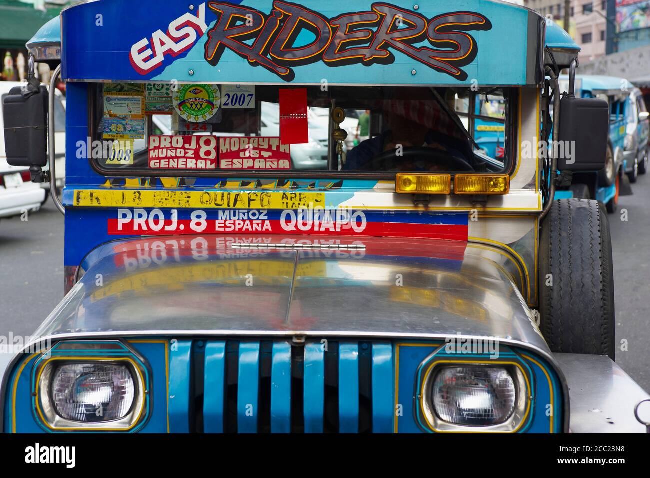 Philippines, Luzon island, Manila, Jeepney in the street (Local bus). Stock Photo