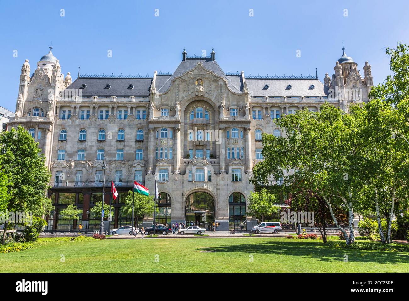 Hungary, Budapest, View of Four Seasons Hotel Gresham Palace Budapest Stock Photo