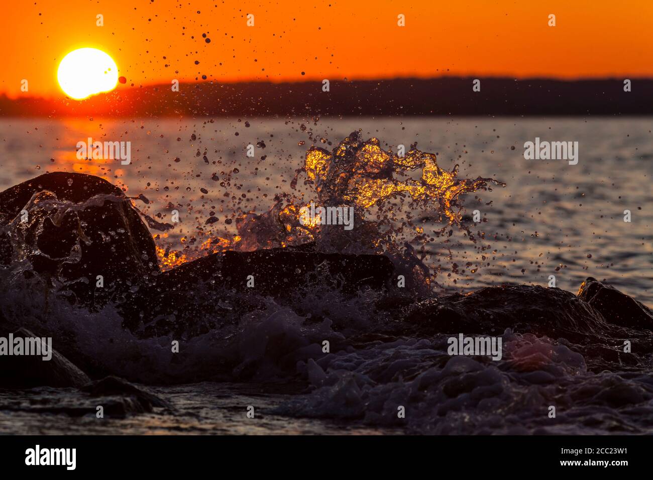 Germany, Schleswig Holstein, View of Baltic sea at sunset Stock Photo