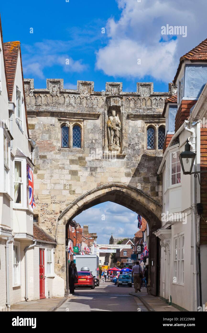 England, Wiltshire, View of North Gate to Cathedral Close at Salisbury Stock Photo