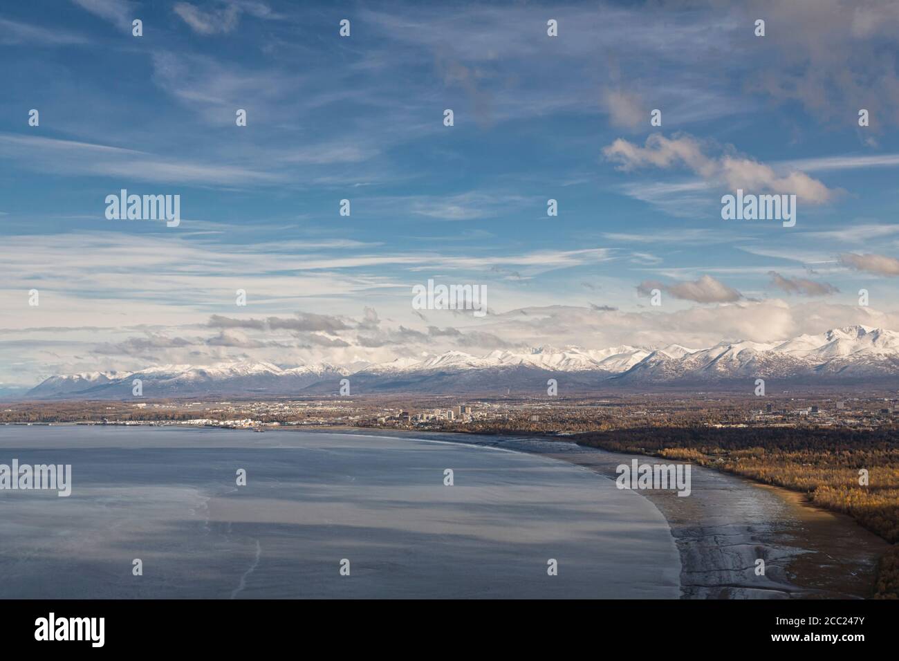 USA, Alaska, View of Anchorage and Turnagain Arm Stock Photo