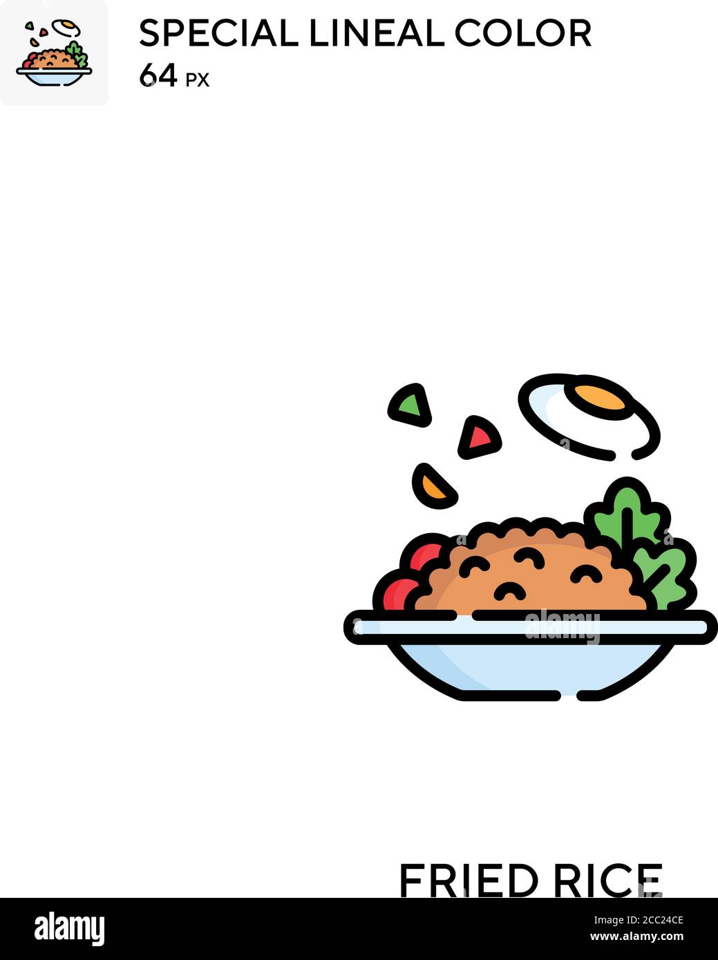 Fried rice Special lineal color vector icon. Fried rice icons for your ...
