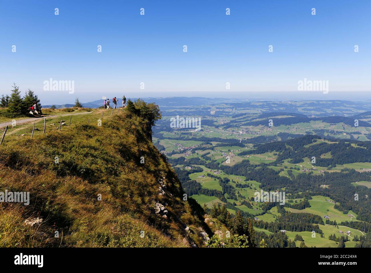 Austria, Vorarlberg, View from Niedere mountain towards Lingenau Stock Photo