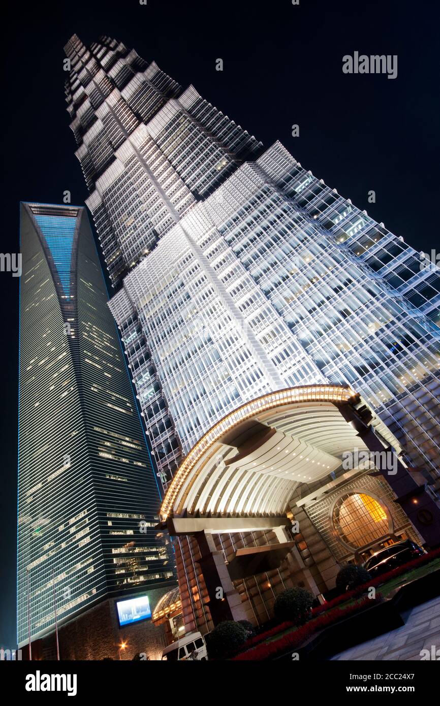 China, Shanghai, Jin Mao Tower with World Financial Center Stock Photo ...