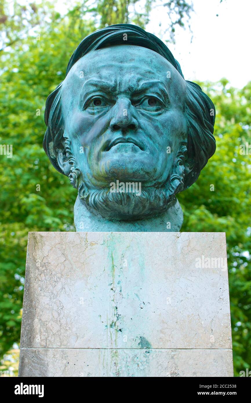 Germany, Bavaria, Statue of Franz Liszt Stock Photo