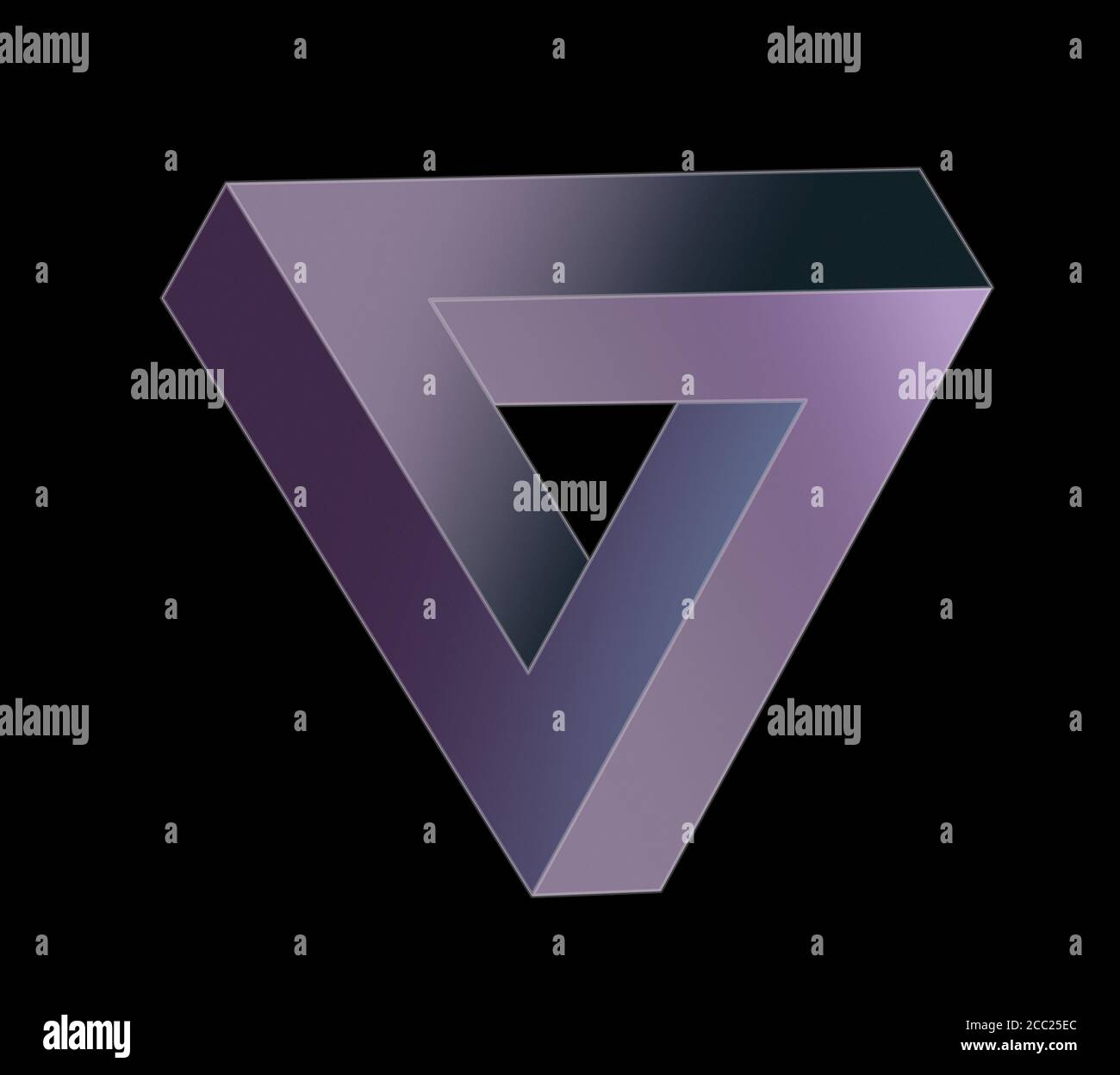 3D rendering of a violet triangular shape on black background Stock ...