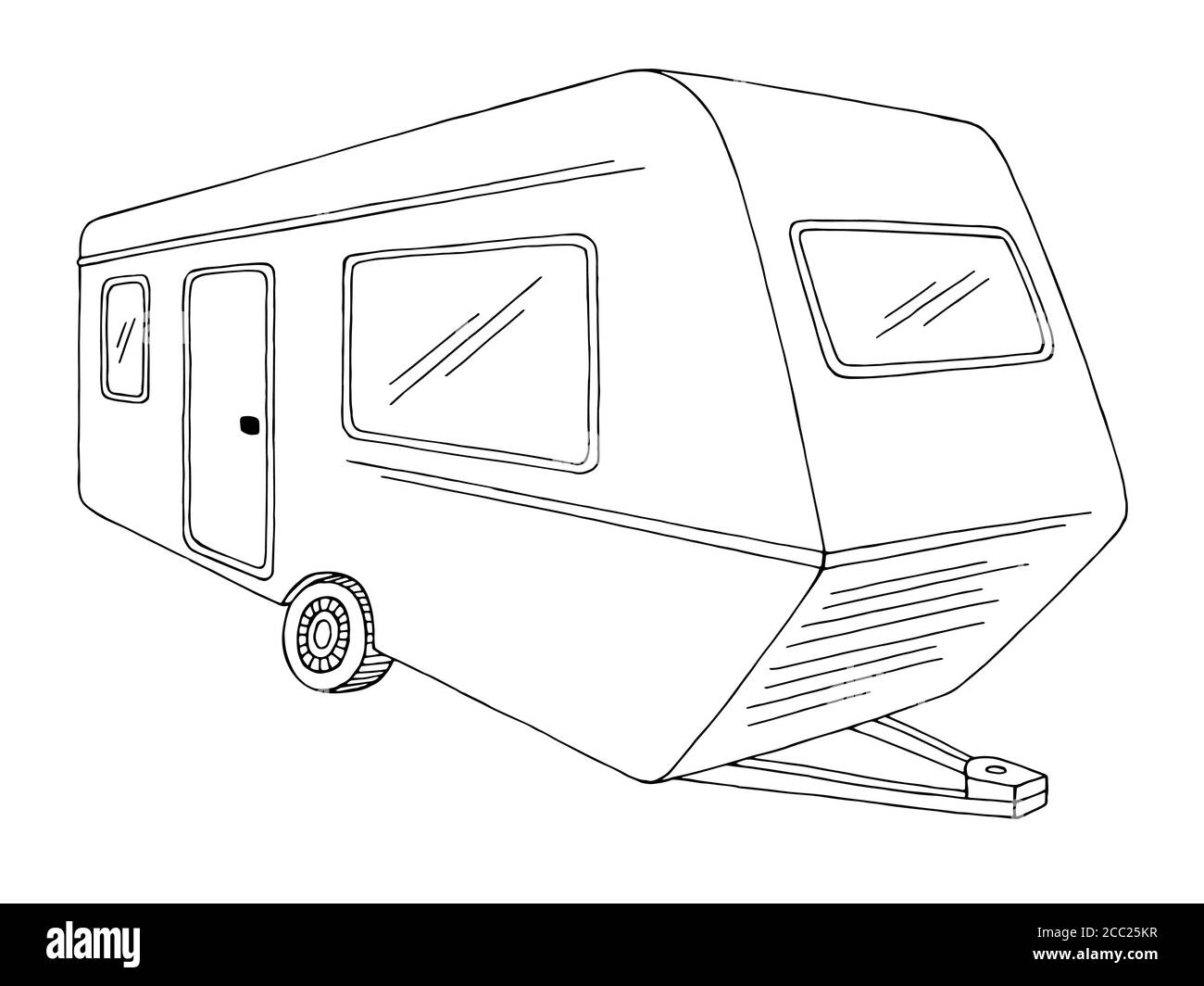 Camper graphic black white sketch illustration vector Stock Vector Image & Art Alamy