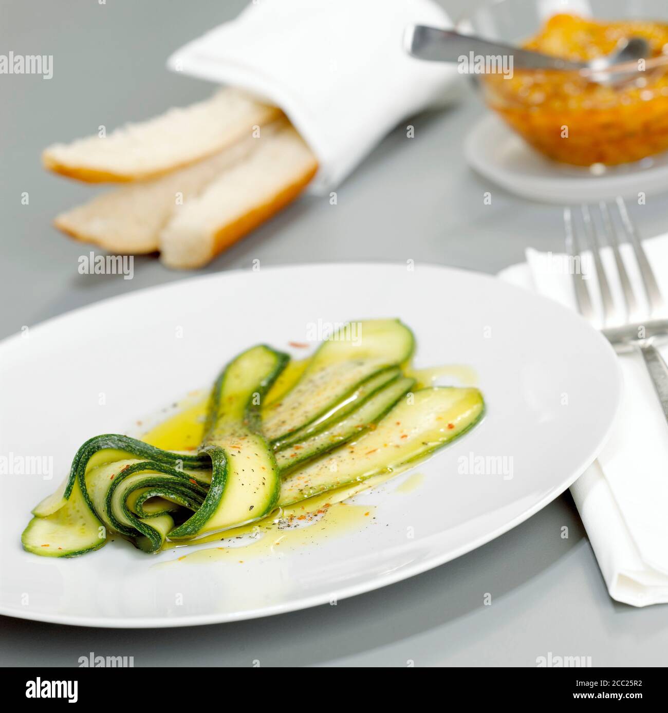Zucchini salad with marinade, close-up Stock Photo