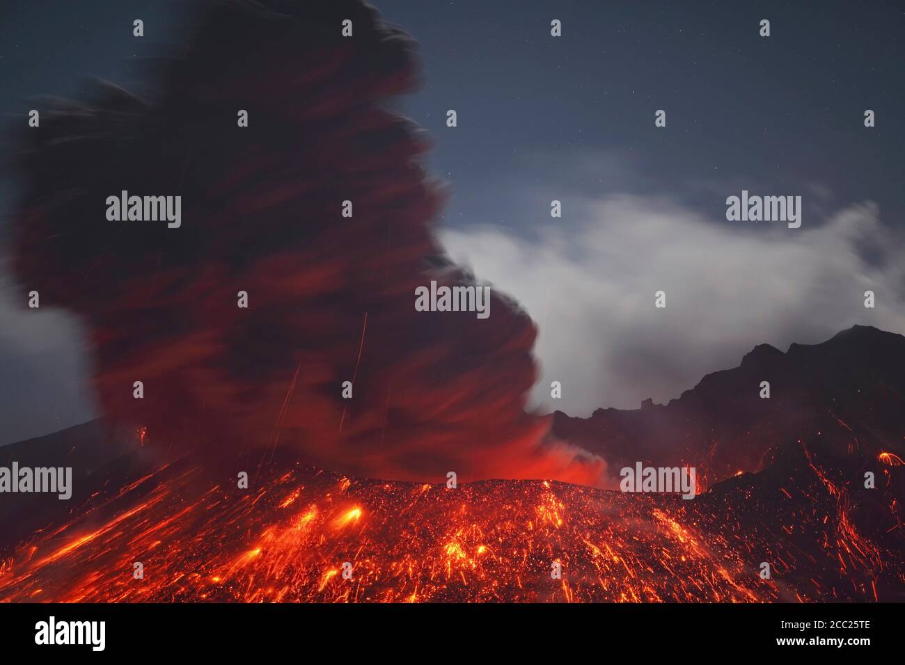 Japan, View of lava erupting from Sakurajima volcano Stock Photo Alamy