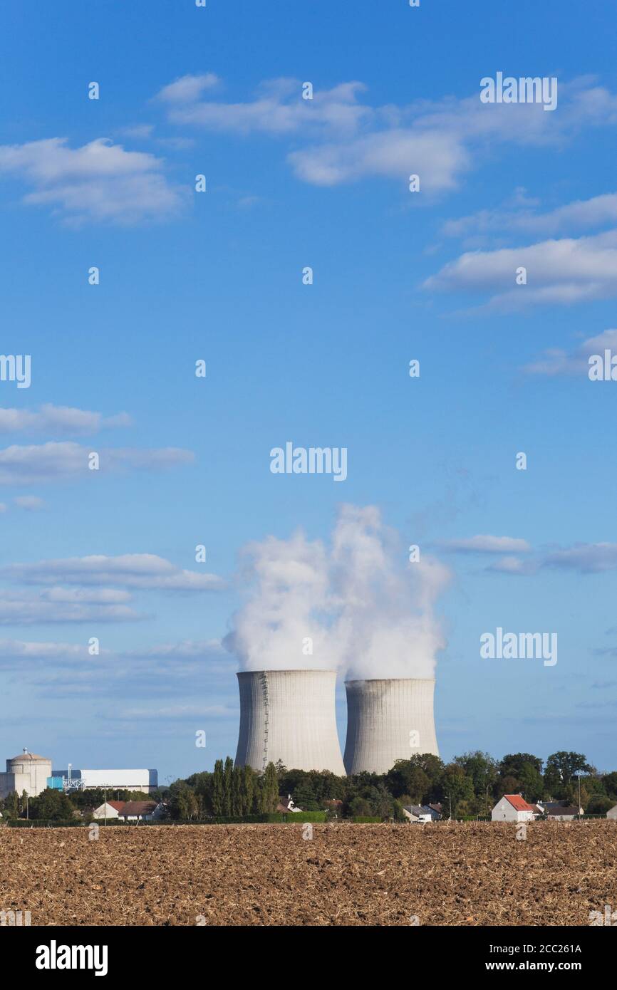 France, View of Nuclear Power Plant Stock Photo