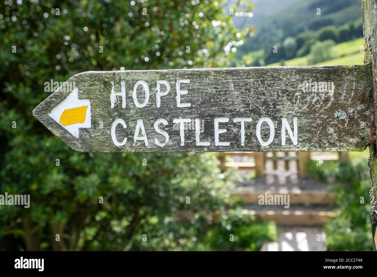 A signpost indicating the direction to Hope and Castleton in the