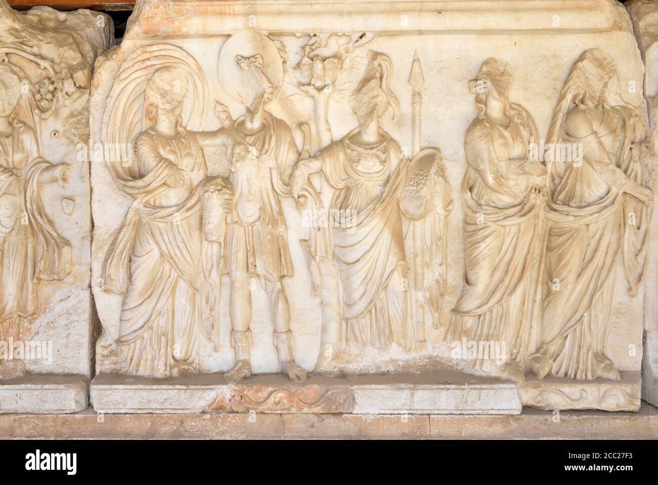 Turkey, Marble frieze and archaeological site of Nysa Stock Photo