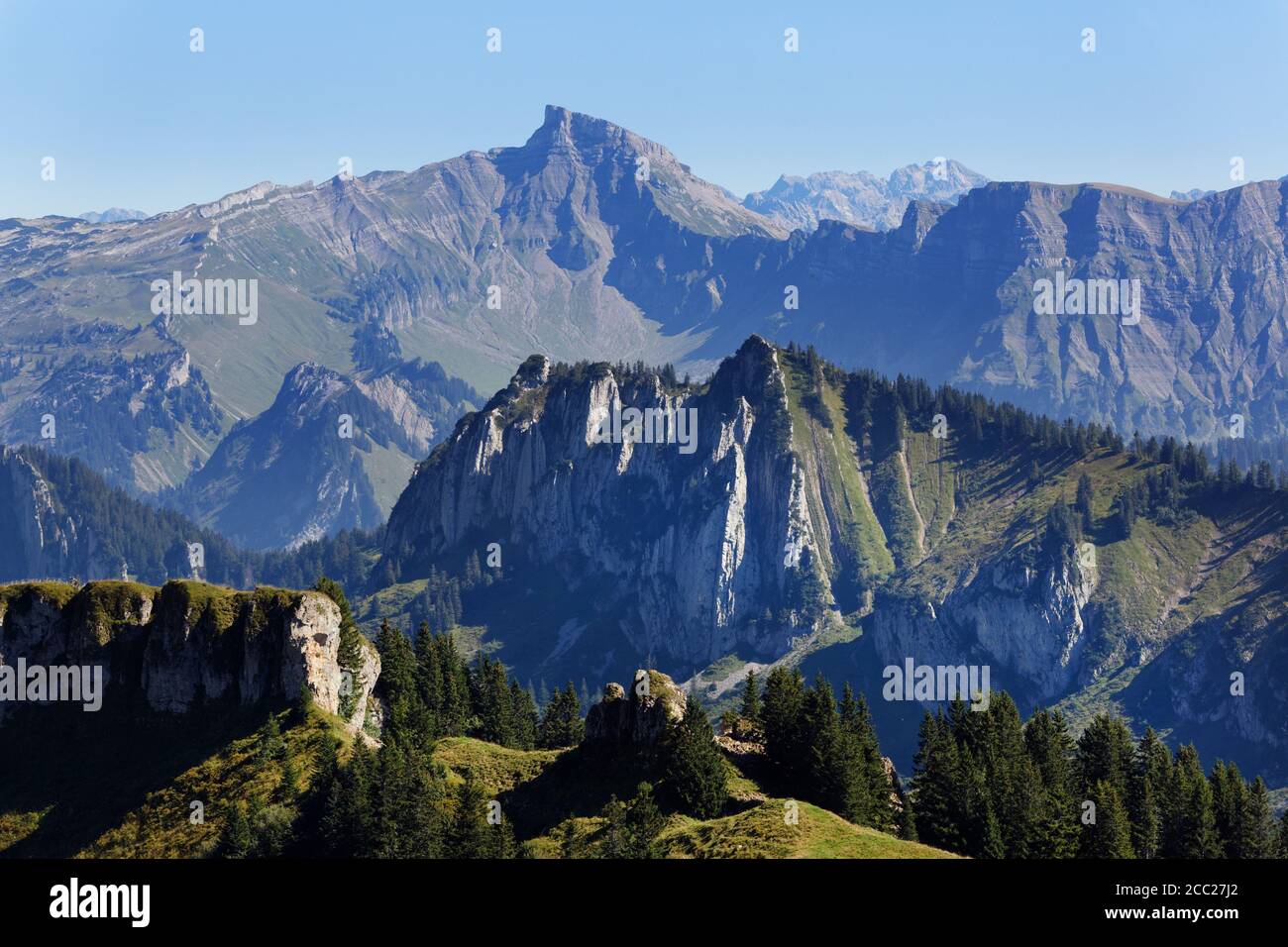 Austria, Vorarlberg, View of Niedere mountain at Bregenz Forest Stock Photo