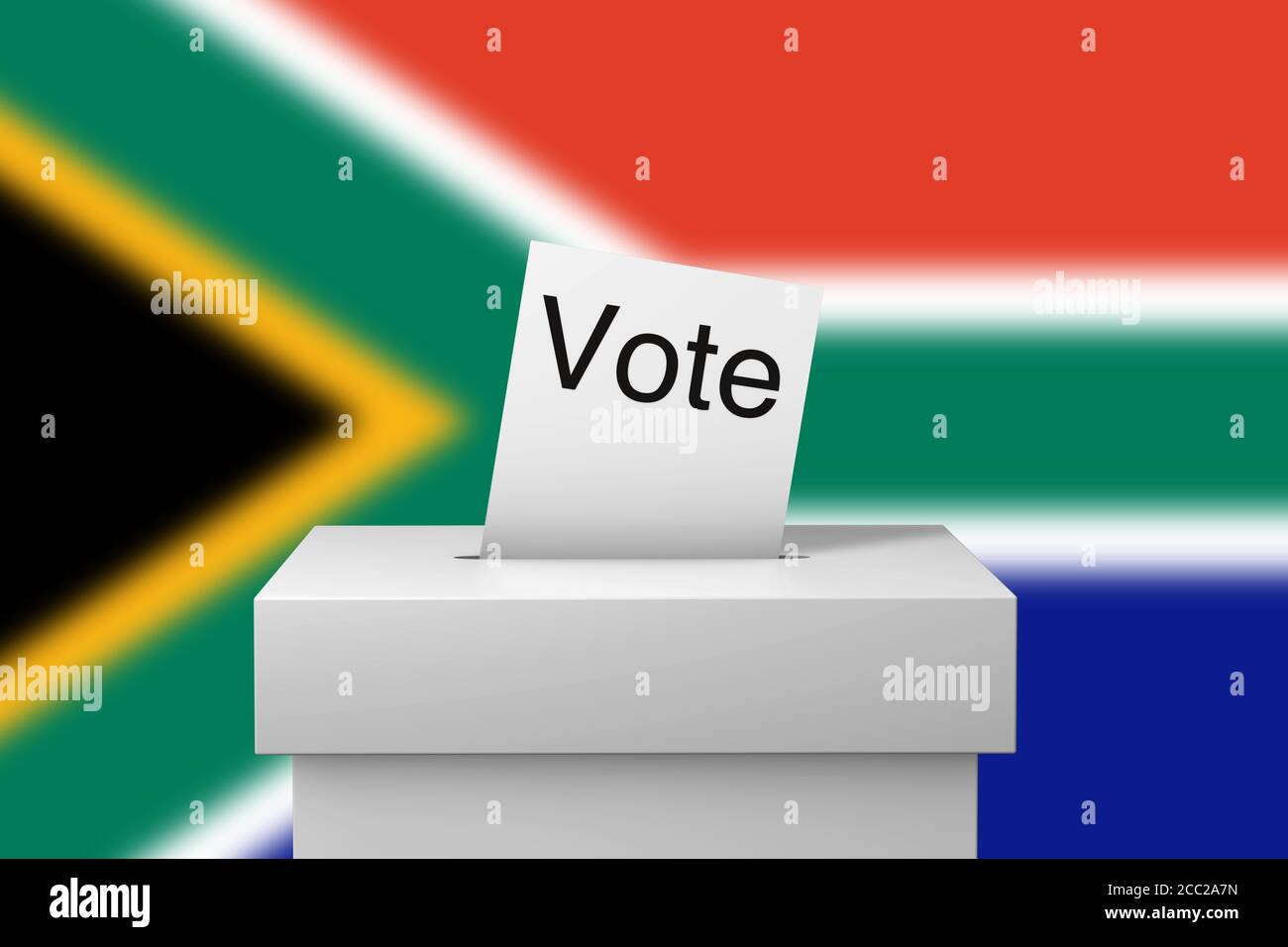 South Africa election ballot box and voting paper. 3D Rendering Stock