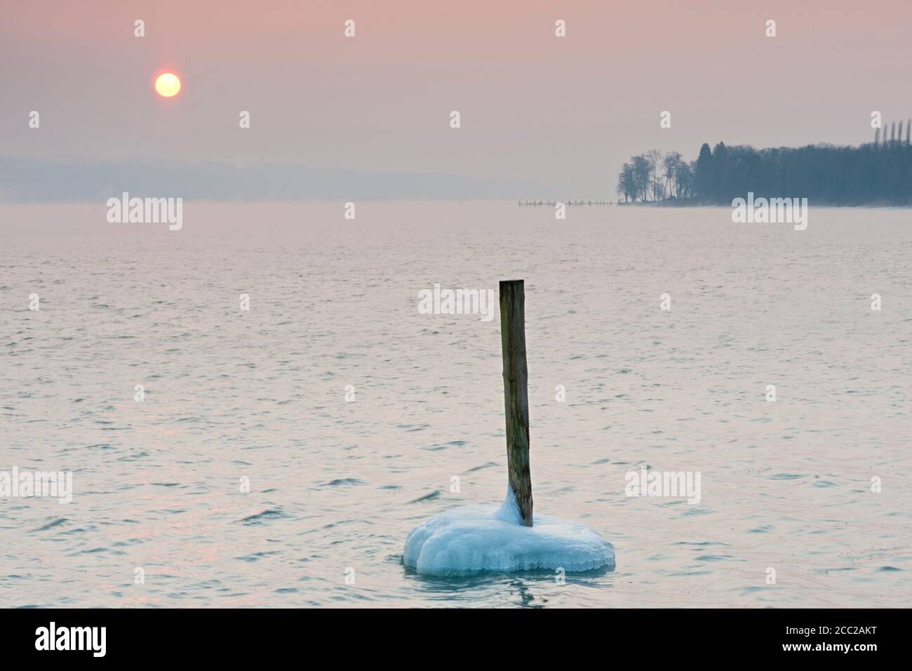 Germany, View of Lake Constance with ice formation Stock Photo