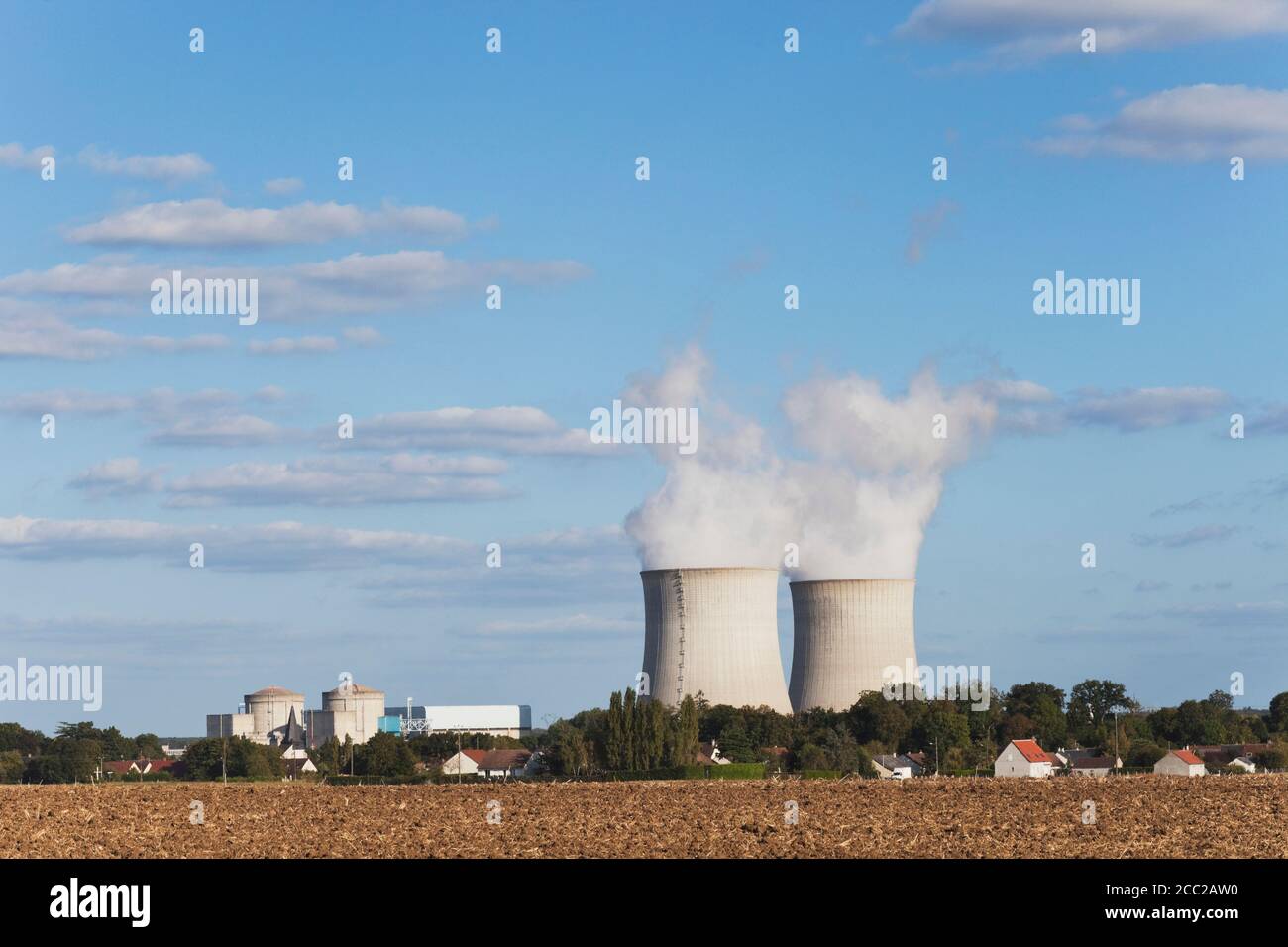 France, View of Nuclear Power Plant Stock Photo