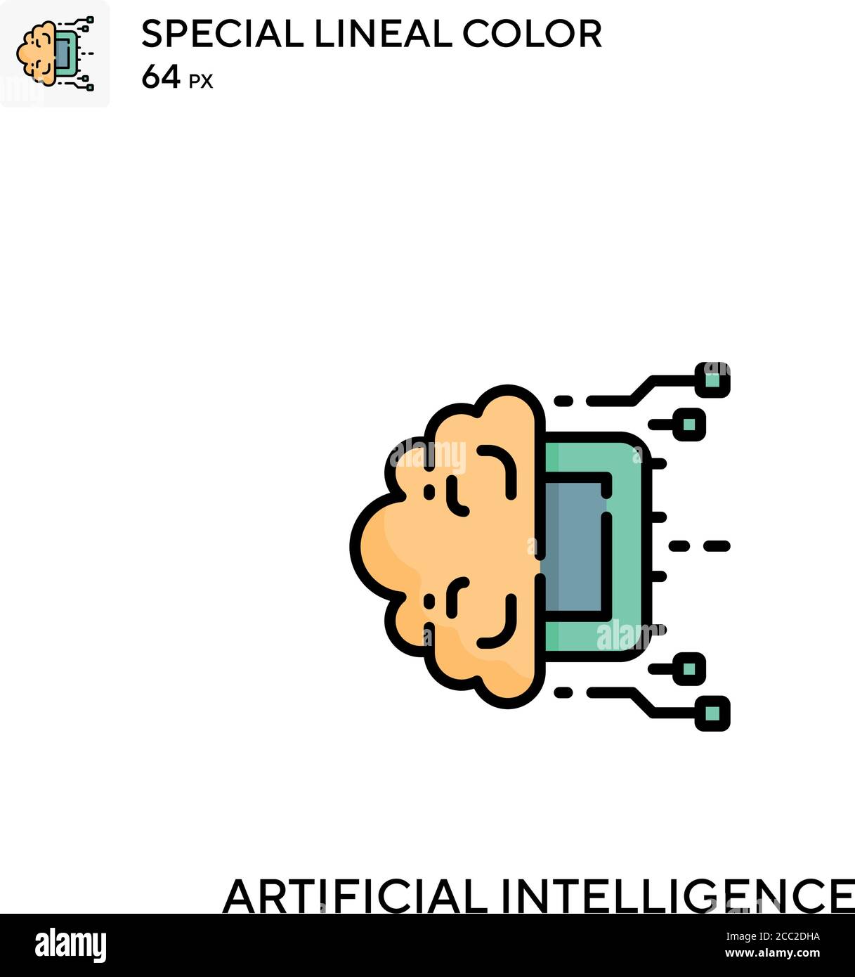 Artificial intelligence Special lineal color vector icon. Artificial ...