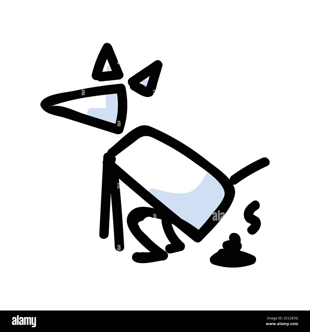 Cute stick figure dog pooping vector clipart. Bujo bullet journal style