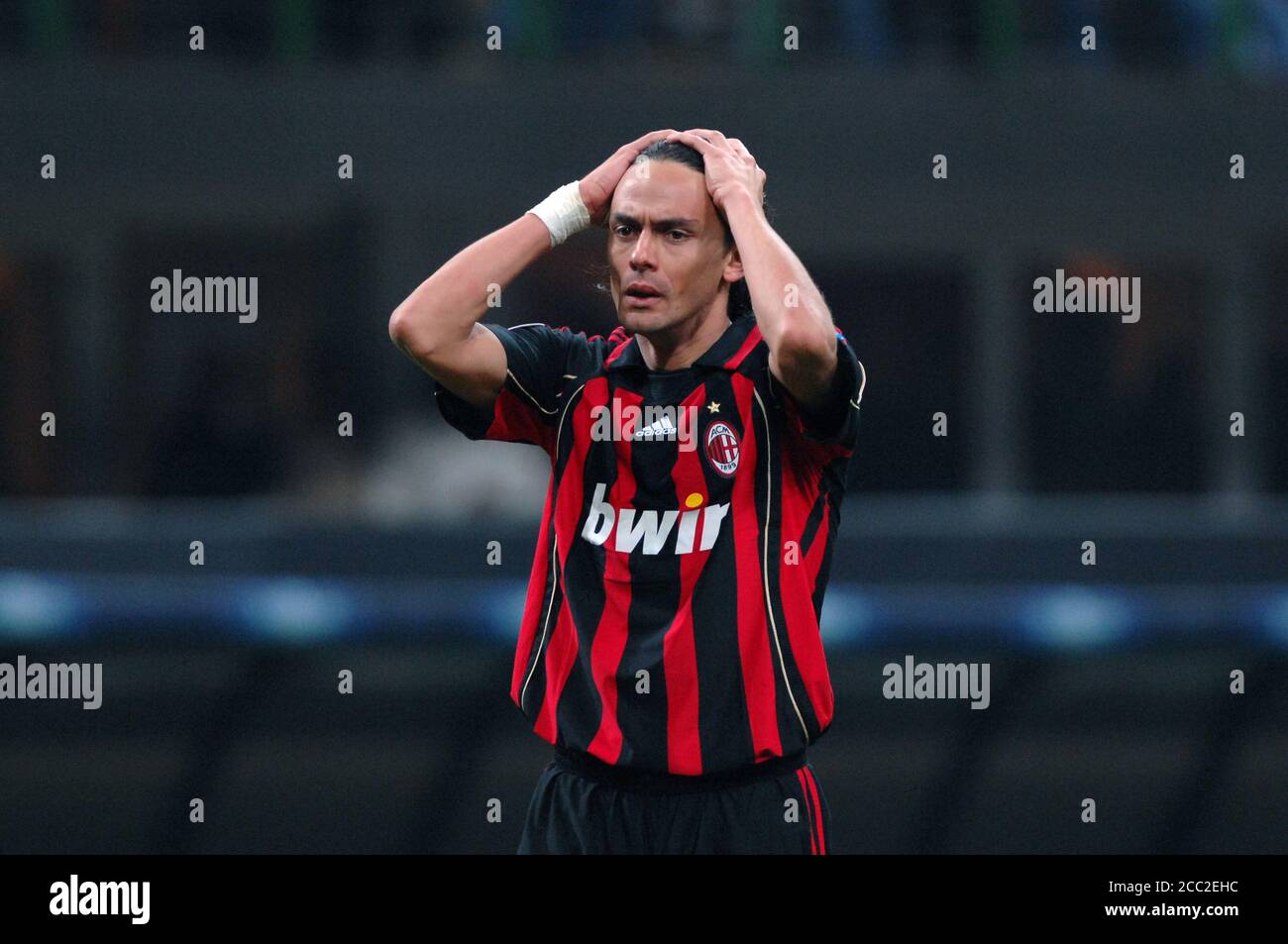 Milan  Italy, 07 March 2007,' SAN SIRO'  Stadium, UEFA Champions League 2006/2007 , AC Milan - FC Celtic  : Filippo Inzaghi during the match Stock Photo