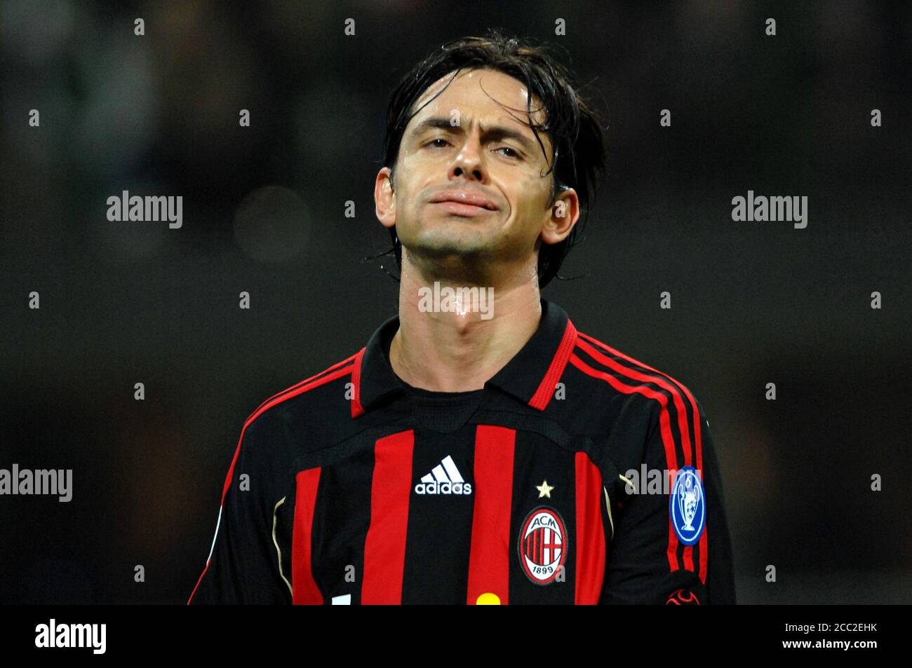 Milan  Italy, 07 March 2007,' SAN SIRO'  Stadium, UEFA Champions League 2006/2007 , AC Milan - FC Celtic  : Filippo Inzaghi during the match Stock Photo
