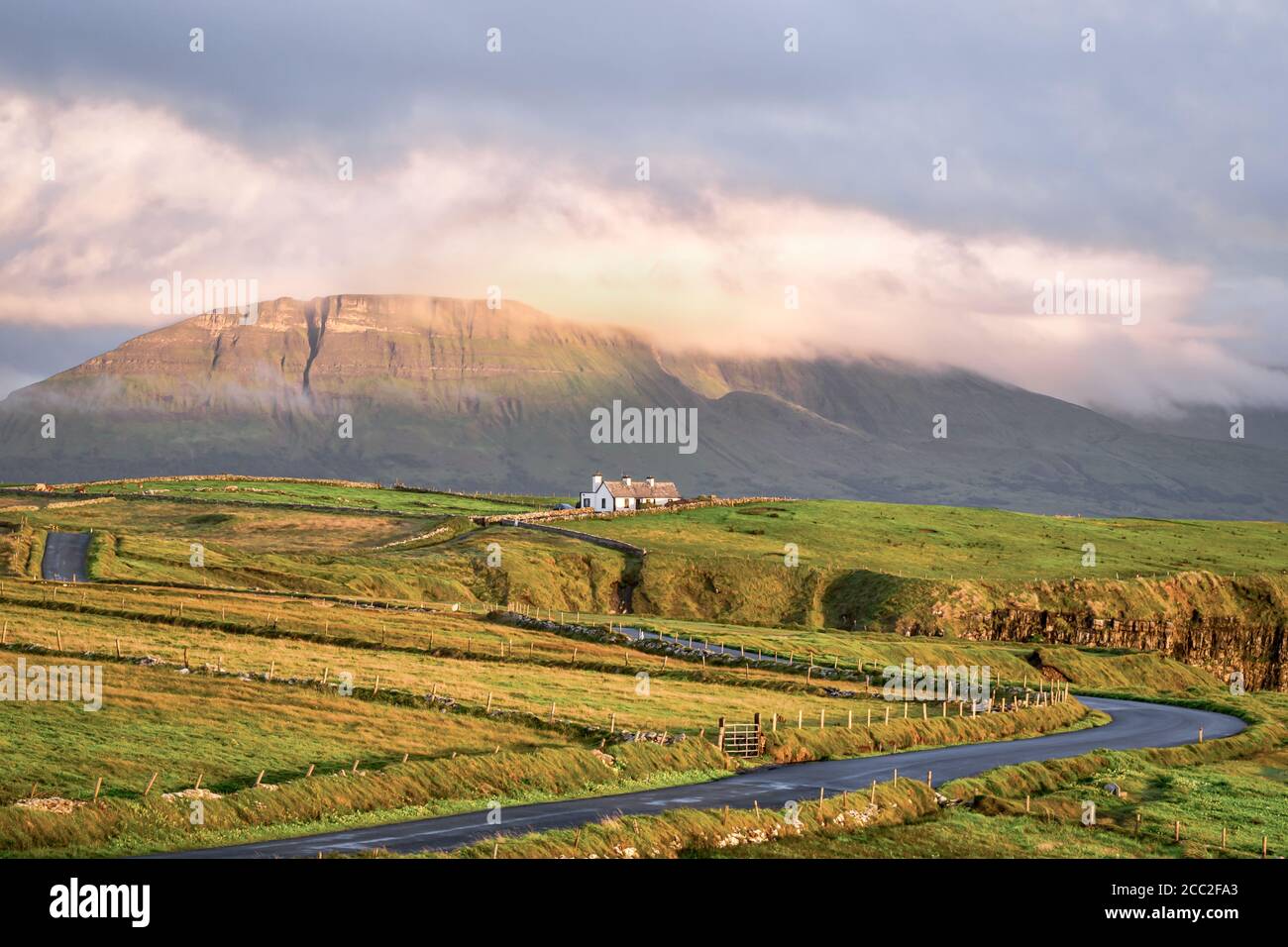 Rural country road in Mullaghmore county Sligo Ireland Stock Photo