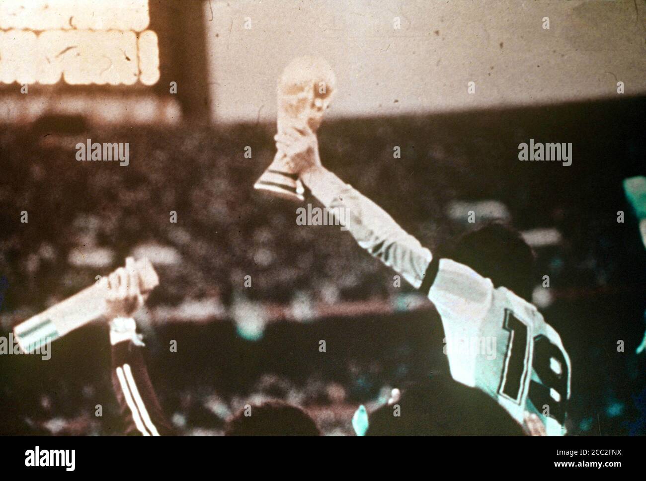 Daniel Passarella celebrating the FIFA World Cup Argentina 1978, holding in this hands the FIFA World Cup Trophy Stock Photo