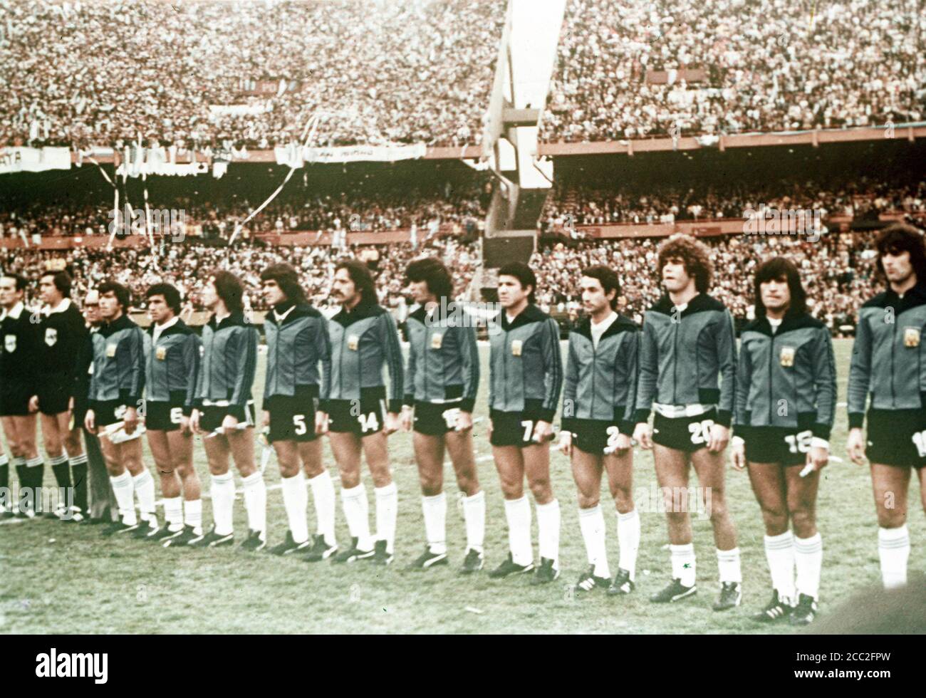 Argentina lineup before the final game of the FIFA World Cup 1978 against the Netherlands. Stock Photo