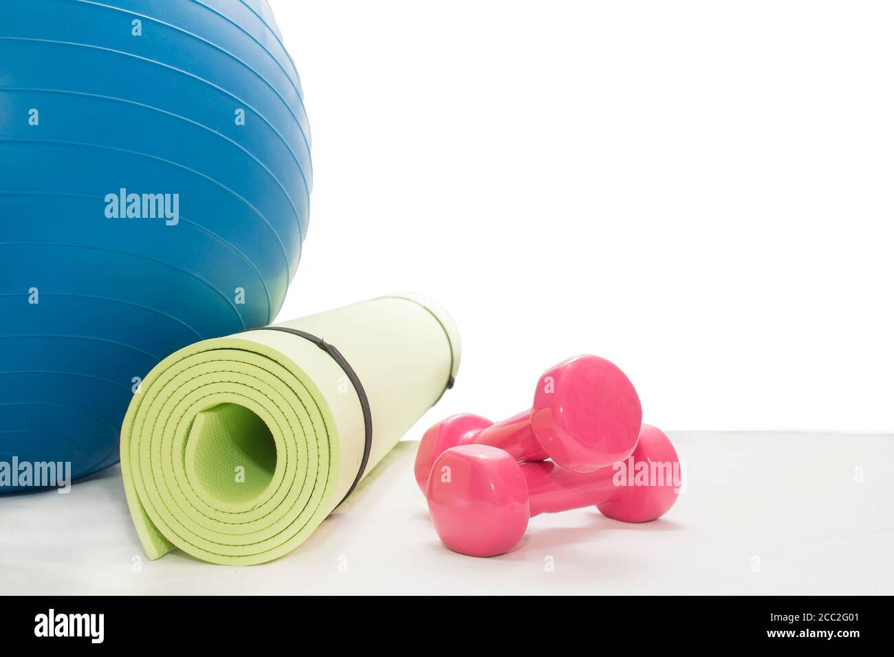 Fitness ball, dumbbells, Mat Stock Photo Alamy