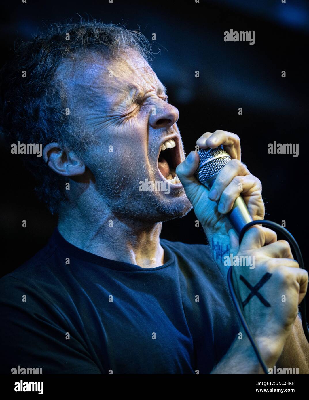 The American hardcore punk band Trash Talk performs a live concert at  Pumpehuset in Copenhagen. Here vocalist Lee Spielman is seen among the  concert crowds. Denmark, 13/03 2017 Stock Photo - Alamy