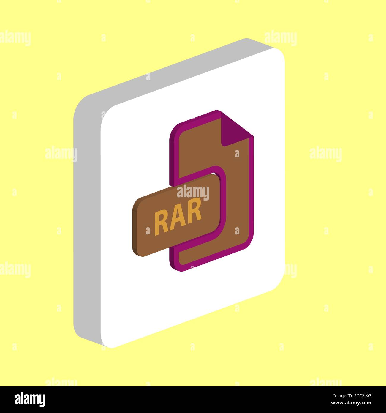 RAR document Simple vector icon. Illustration symbol design template for web mobile UI element. Perfect color isometric pictogram on 3d white square. Stock Vector