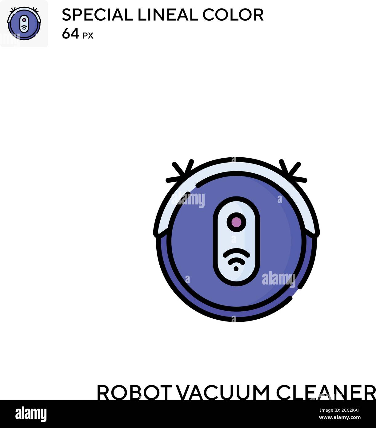 Robot vacuum cleaner Special lineal color vector icon. Robot vacuum ...